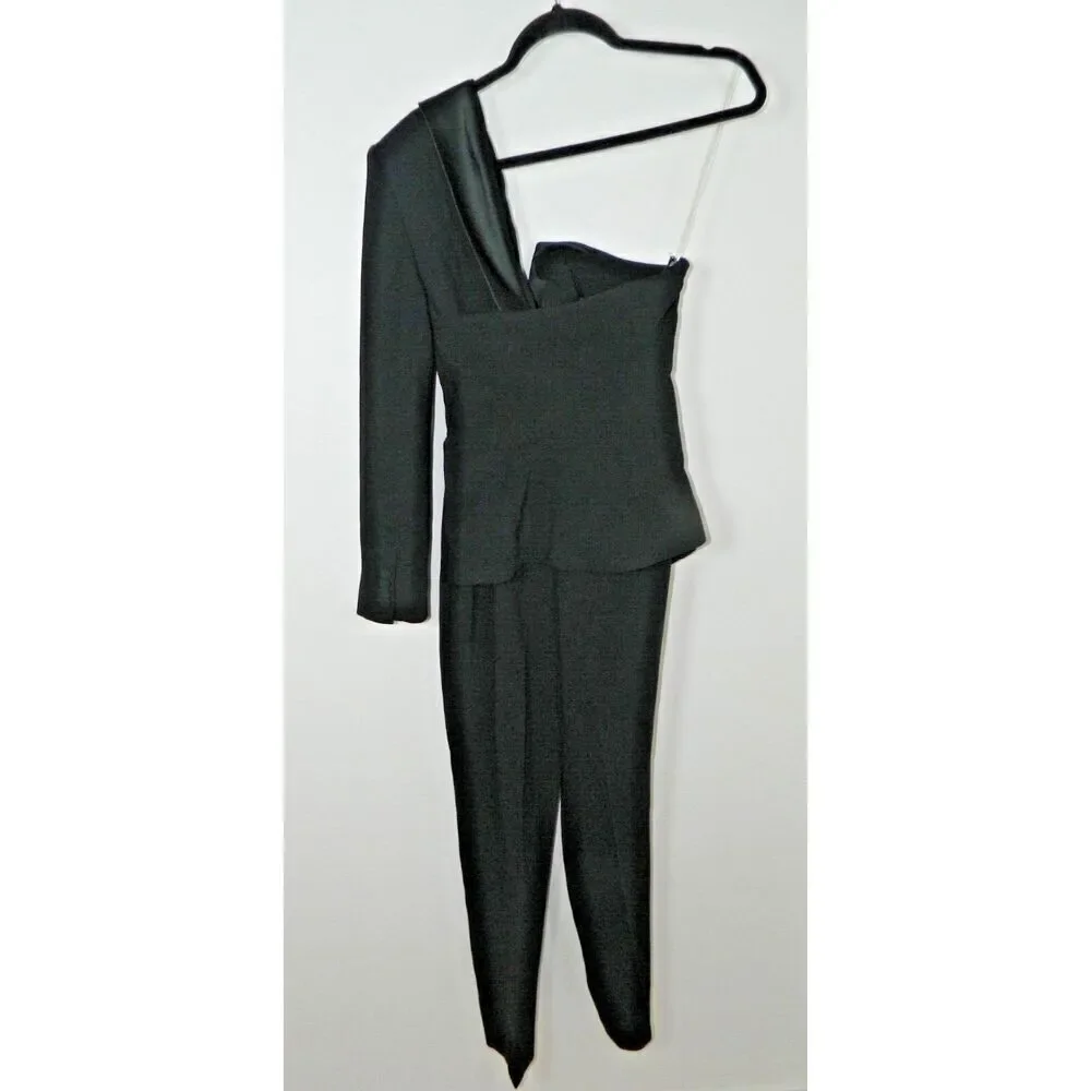HOUSE OF CB Jumpsuit Size Small Black One‎ Sleeved Rosaria Tuxedo Style